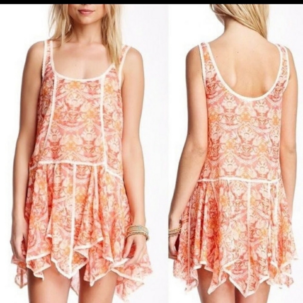 Free People sheer tiered lace trapeze slip festival dress